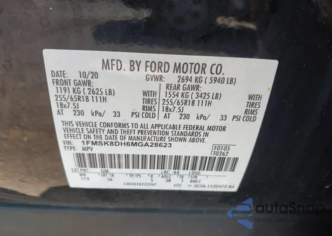 2021 Ford Explorer Xlt z USA, uszkodzony, nr VIN 1FMSK8DH6MGA28623